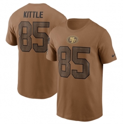Men San Francisco 49ers 85 George Kittle 2023 Brown Salute To Service Name  26 Number T Shirt