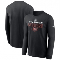Men San Francisco 49ers Black Super Bowl LVIII Logo Lockup Long Sleeve T Shirt