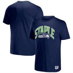 Men Seattle Seahawks X Staple Navy Logo Lockup T Shirt