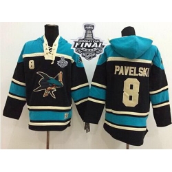 Men San Jose Sharks 8 Joe Pavelski Black Sawyer Hooded Sweatshirt 2016 Stanley Cup Final Patch Stitched NHL Jersey