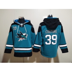 Men's San Jose Sharks #39 Logan Couture Teal Ageless Must-Have Lace-Up Pullover Hoodie