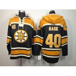 Bruins #40 Tuukka Rask Black Sawyer Hooded Sweatshirt Stitched NHL Jersey