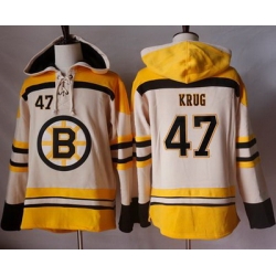 Bruins #47 Torey Krug Cream Sawyer Hooded Sweatshirt Stitched NHL Jersey