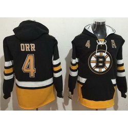 Men Boston Bruins 4 Bobby Orr Black Name  26 Number Pullover NHL Hoodie