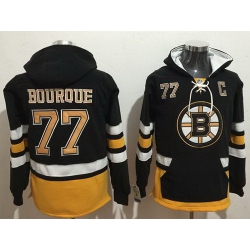 Men Boston Bruins 77 Ray Bourque Black Name  26 Number Pullover NHL Hoodie