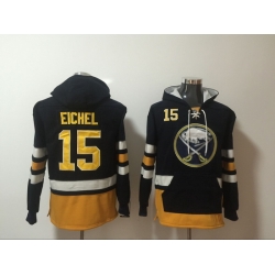 Men Buffalo Sabres 15 Jack Eichel Navy Blue Pullover NHL Hoodie II