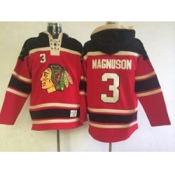 Chicago Blackhawks #3 Keith Magnuson Red Lace-Up NHL Jersey Hoodie