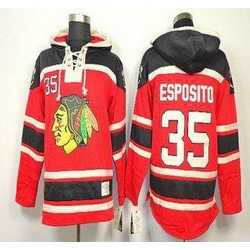 Chicago Blackhawks 35 Tony Esposito Red Lace-Up NHL Jersey Hoodies