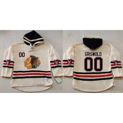 Men Chicago Blackhawks 00 Clark Griswold Cream Heavyweight Pullover Hoodie Stitched NHL Jersey