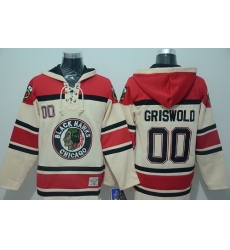 Men Chicago Blackhawks 00 Clark Griswold Cream Sawyer Hooded Sweatshirt Stitched NHL Jersey