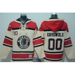 Men Chicago Blackhawks 00 Clark Griswold Cream Sawyer Hooded Sweatshirt Stitched NHL Jersey