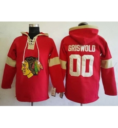 Men Chicago Blackhawks 00 Clark Griswold Red Pullover Hoodie Stitched NHL Jersey