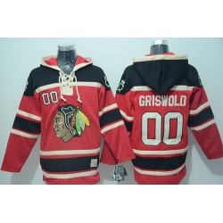 Men Chicago Blackhawks 00 Clark Griswold Red Sawyer Hooded Sweatshirt Stitched NHL Jersey