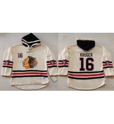 Men Chicago Blackhawks 16 Marcus Kruger Cream Heavyweight Pullover Hoodie Stitched NHL Jersey