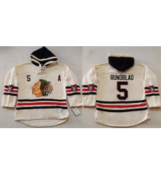 Men Chicago Blackhawks 5 David Rundblad Cream Heavyweight Pullover Hoodie Stitched NHL Jersey