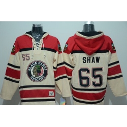 Men Chicago Blackhawks 65 Andrew Shaw Gream Sawyer Hooded Sweatshirt Stitched NHL Jersey