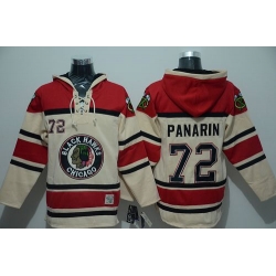 Men Chicago Blackhawks 72 Artemi Panarin Cream Sawyer Hooded Sweatshirt Stitched NHL Jersey