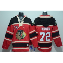 Men Chicago Blackhawks 72 Artemi Panarin Red Sawyer Hooded Sweatshirt Stitched NHL Jersey