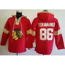 Men Chicago Blackhawks 86 Teuvo Teravainen Red Pullover Hoodie Stitched NHL Jersey