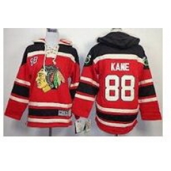 Men Chicago Blackhawks 88 Kane Red Sawyer Hooded Sweatshirt Stitched NHL Jersey