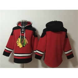 Men Chicago Blackhawks Blank Red Lace Up Pullover Hoodie