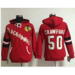 Women Chicago Blackhawks #50 Corey Crawford Red Old Time Heidi NHL Hoodie