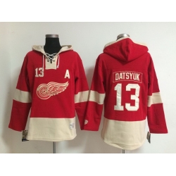 Men Detroit Red Wings 13 Pavel Datsyuk Red Stitched  NHL Hoodie