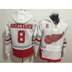 Men Detroit Red Wings 8 Justin Abdelkader White All Stitched Hooded Sweatshirt