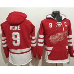 Men Detroit Red Wings 9 Gordie Howe Red Name  26 Number Pullover NHL Hoodie