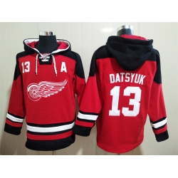 Men Detroit Red Wings Pavel Datsyuk 13 Red Stitched NHL Hoodie