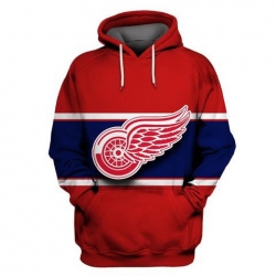 Men Detroit Red Wings Red All Stitched Hooded Sweatshirt