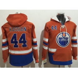 Men Edmonton Oilers 44 Zack Kassian Orange Name  26 Number Pullover NHL Hoodie