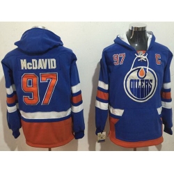 Men Edmonton Oilers 97 Connor McDavid Light Blue Name  26 Number Pullover NHL Hoodie