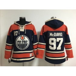 Men Edmonton Oilers 97 Connor McDavid Light dark Blue Stitched NHL Hoodie