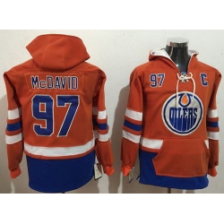 Men Edmonton Oilers 97 Connor McDavid Orange Name  26 Number Pullover NHL Hoodie