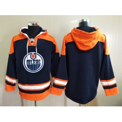 Men Edmonton Oilers Blank Blue Stitched NHL Hoodie