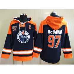 Men Edmonton Oilers Connor McDavid 97 Blue Stitched NHL Hoodie