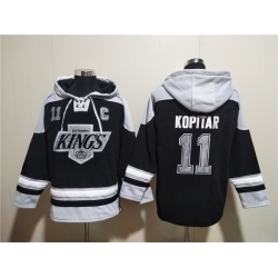 Men Los Angeles Kings 11 Anze Kopitar Black Ageless Must Have Lace Up Pullover Hoodie