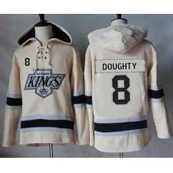 Men Los Angeles Kings 8 Drew Doughty Cream Sawyer Hooded Sweatshirt Stitched NHL Jersey