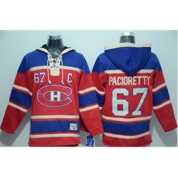 Men Montreal Canadiens 67 Max Pacioretty Red Sawyer Hooded Sweatshirt Stitched NHL Jersey