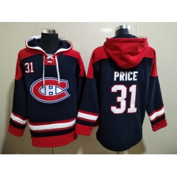 Men Montreal Canadiens Carey Price 31 Blue Stitched NHL Hoodie