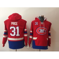 Men Montreal Canadiens Carey Price 31 Red Stitched NHL Hoodie