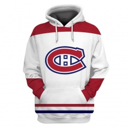 Men Montreal Canadiens White All Stitched Hooded Sweatshirt