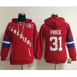 Montreal Canadiens 31 Carey Price Red Women Old Time Heidi NHL Hoodie