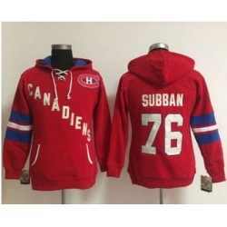 Women Montreal Canadiens 76 P K Subban Red Old Time Heidi NHL Hoodie