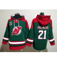 Men New Jersey Devils 21 Kyle Palmieri Green Stitched Hoody