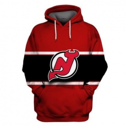 Men New Jersey Devils Red All Stitched Hooded Sweatshirt