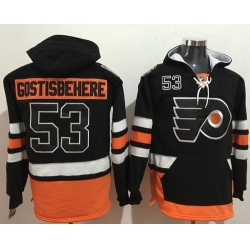 Men Philadelphia Flyers 53 Shayne Gostisbehere Black Name  26 Number Pullover NHL Hoodie