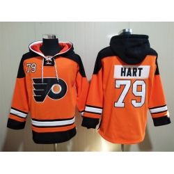 Men's Philadelphia Flyers #79 Carter Hart Orange Ageless Must-Have Lace-Up Pullover Hoodie