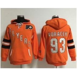 Women Philadelphia Flyers 93 Jakub Voracek Orange Old Time Heidi NHL Hoodie
